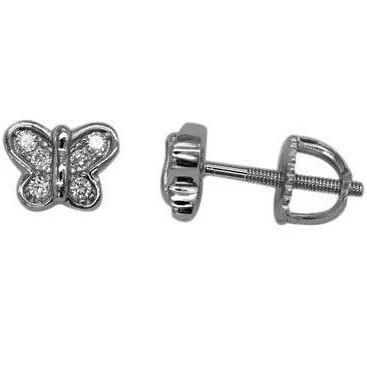 Little Miss Mimi 13-142819-01/00 boucles d’oreilles clous papillon en argent sterling et CZ blanc pour filles