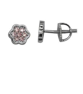 Little Miss Mimi 13-142818-01/RO Girl’s Sterling Silver & Pink CZ Flower Stud Earrings