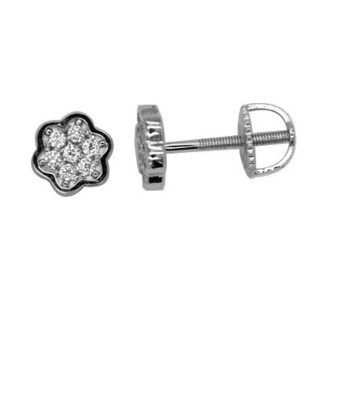 Little Miss Mimi 13-142818-01/00 Girl’s Sterling Silver & White CZ Flower Stud Earrings