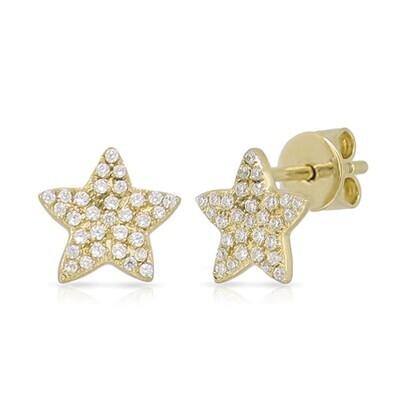 Miss Mimi 13-022923-02/01 18kt Gold-Plated & White CZ Pave Star Stud Earrings