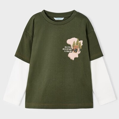 Mayoral 4022 boys junior oregano long sleeved t-shirt ‘an epic adventure is ahead’