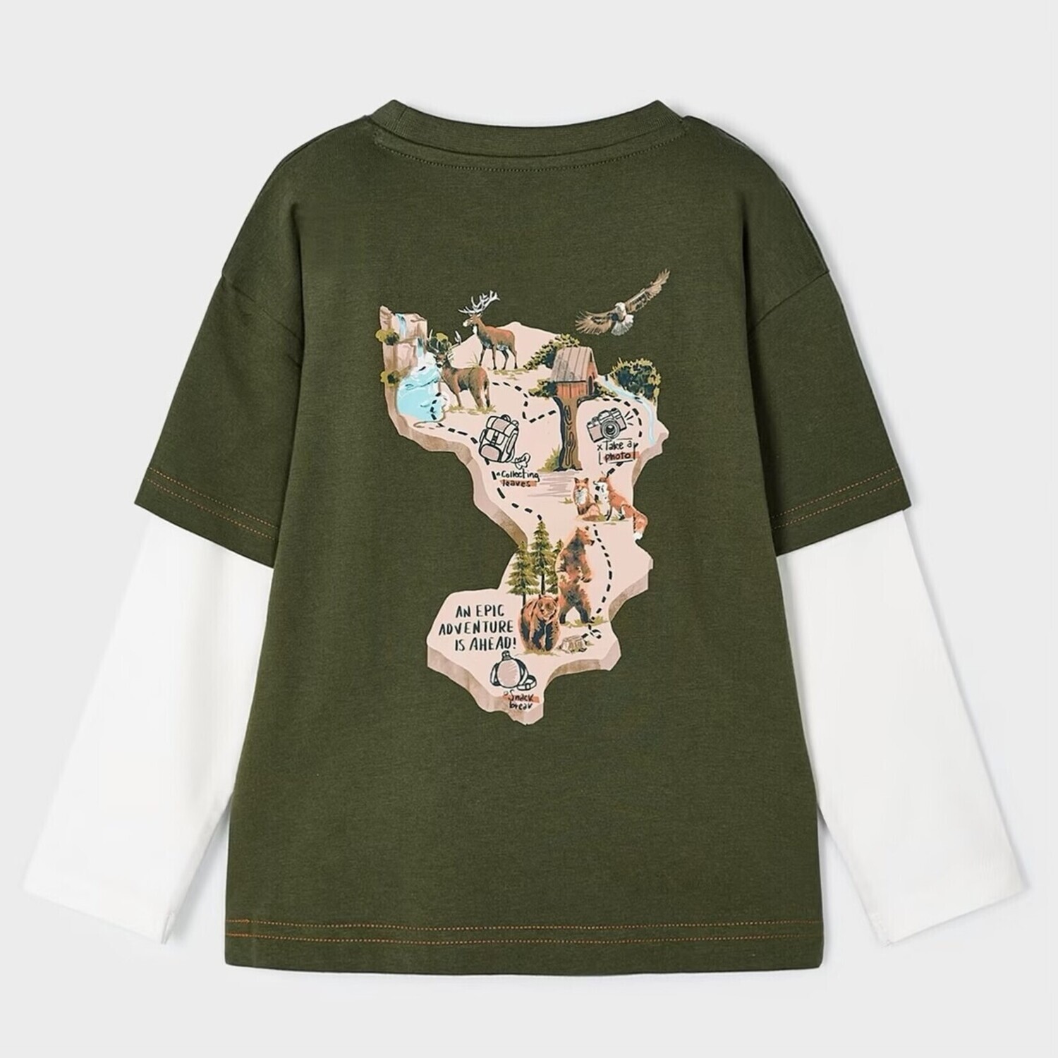 Mayoral 4022 boys youth oregano long sleeved t-shirt ‘an epic adventure is ahead’