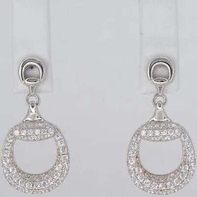 Miss Mimi 13-142596 Sterling Silver & White CZ Horse Shoe Stud Drop Earrings