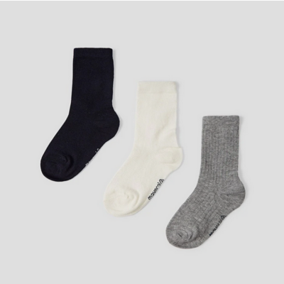 Mayoral 10320 junior boys 3 pair set socks grey, navy, and ivory