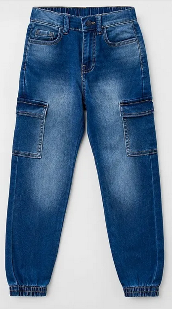 Nukutavake 7518 Boys youth grey blue denim cargo jeans with many pockets 