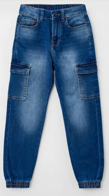 Nukutavake 7518 Boys youth grey blue denim cargo jeans with many pockets