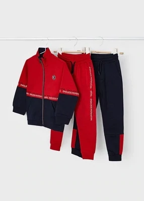 Mayoral 4867 Youth Boys Red & Blue Tracksuit Set With 2 Joggers