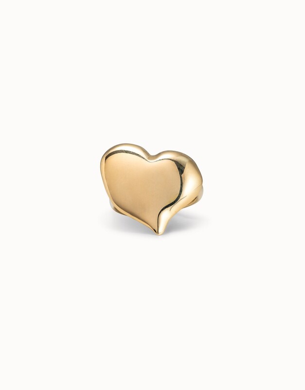 UNOde50 ANI0700ORO000 18kt Gold-Plated Chunky Heart Ring - Uno/