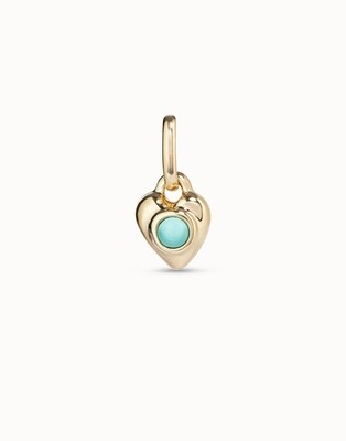 UNOde50 CHA0214TQSORO0U 18kt Gold-Plated Heart w/ Turquoise Murano Glass Charm - Worship