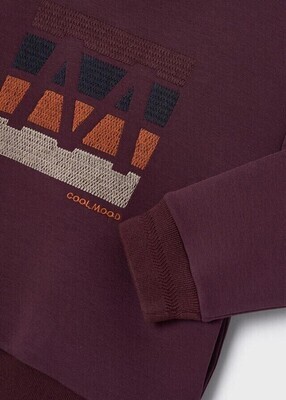 Mayoral 4448 boys youth maroon coloured hoodie with embroidered M design