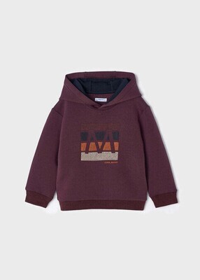 Mayoral 4448 boys youth maroon coloured hoodie with embroidered M design