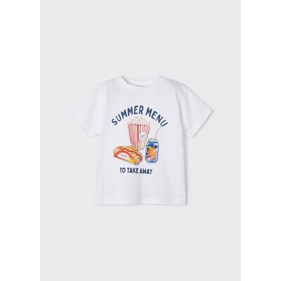 Mayoral 3012 Boy's White T-shirt "Summer Menu to take away"