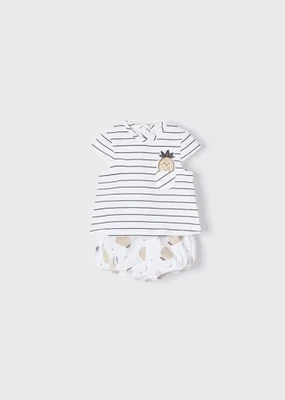 Mayoral 1625, Baby Grey Stripped T-shirt with Pineapple Bottom