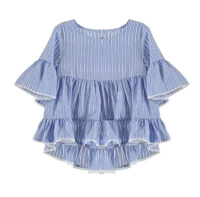 Mayoral 3135 Blue blouse with white stripes