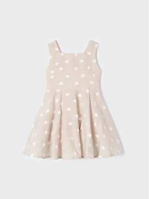 Mayoral 3925 Girl’s SL Linen Bow-Back Polka Dot Dress – Almendra