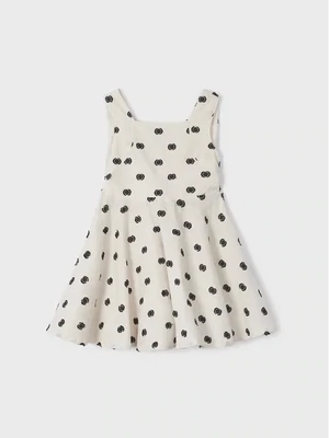 Mayoral 3925 Girl’s SL Linen Bow-Back Polka Dot Dress – Garbanzo
