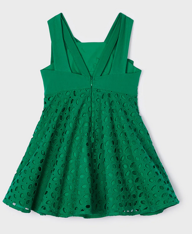 Mayoral 3916 Girl’s SL Eyelet Dress w/ Bow Detail – Esmeralda
