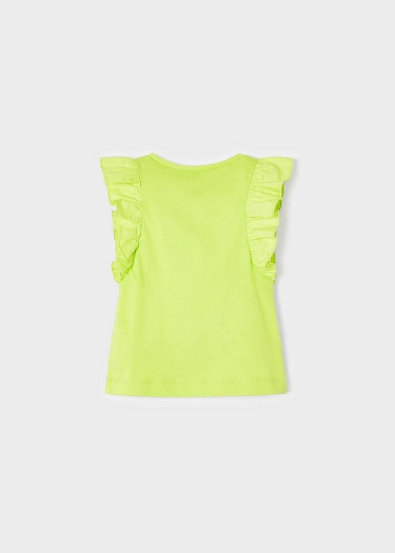 Mayoral 3068 Girl's Lime Green Ruffled Short Sleeve Tee