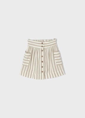 Mayoral 3903 Girl’s Linen Striped Skirt w/ Adjustable Waist & Pockets /RAIZ