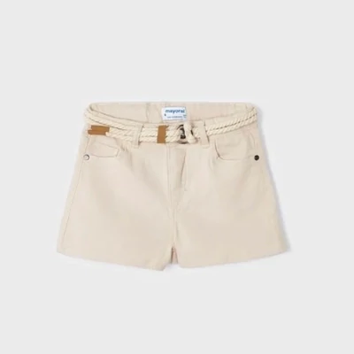 Mayoral 234 beige shorts with belt for girls