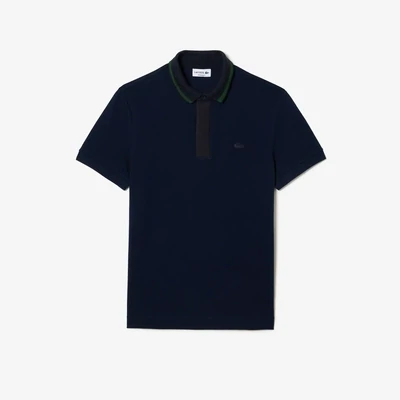 Lacoste PH1125 52 166 Men’s Short Sleeve Regular Fit Polo Shirt – Navy- Fancy Collar