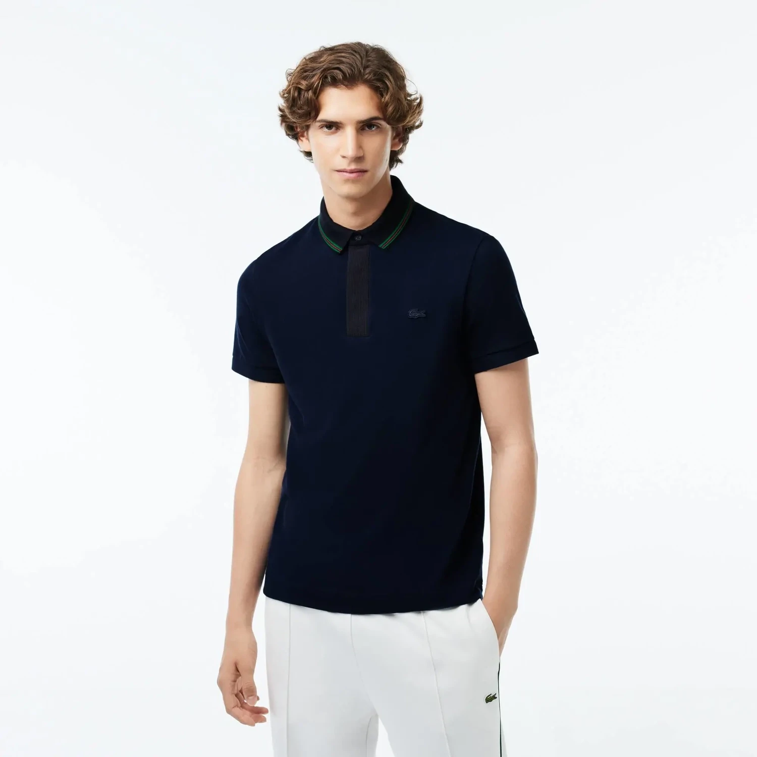 Lacoste PH1125 52 166 Men’s Short Sleeve Regular Fit Polo Shirt – Navy- Fancy Collar