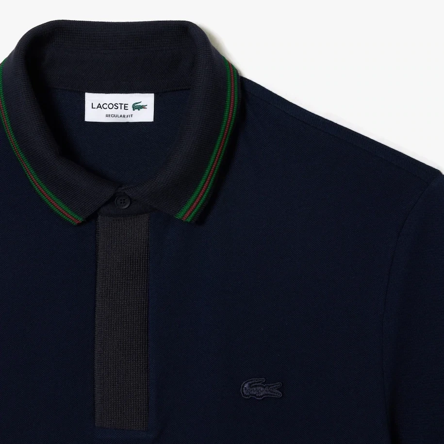 Lacoste PH1125 52 166 Men’s Short Sleeve Regular Fit Polo Shirt – Navy- Fancy Collar
