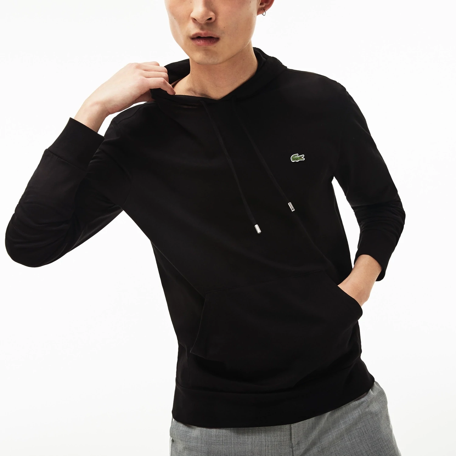 Lacoste TH9349 52 031 Men’s Long Sleeve Regular Fit Hoodie T-Shirt – Black