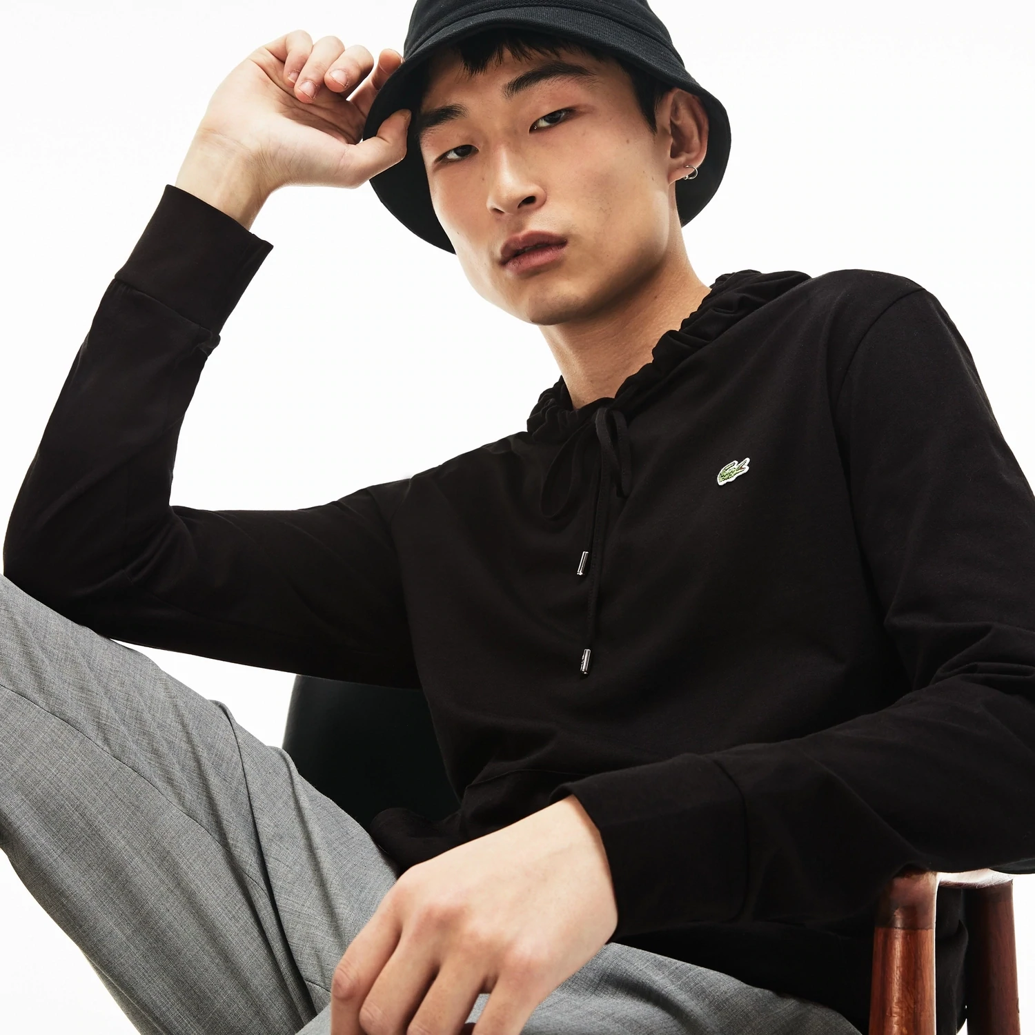 Lacoste TH9349 52 031 Men’s Long Sleeve Regular Fit Hoodie T-Shirt – Black