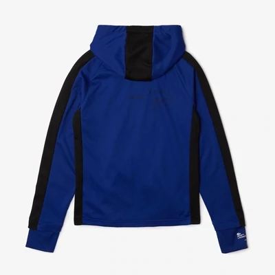 Lacoste SH0828 52 PWH Men’s LS Coordinates Logo Zip-Up Hoodie /BLUE/BLACK