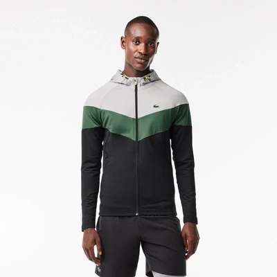 Lacoste SH1088 52 M4I Men's LS Zip-Up Hoodie/ GREY- DARK GREEN- BLACK