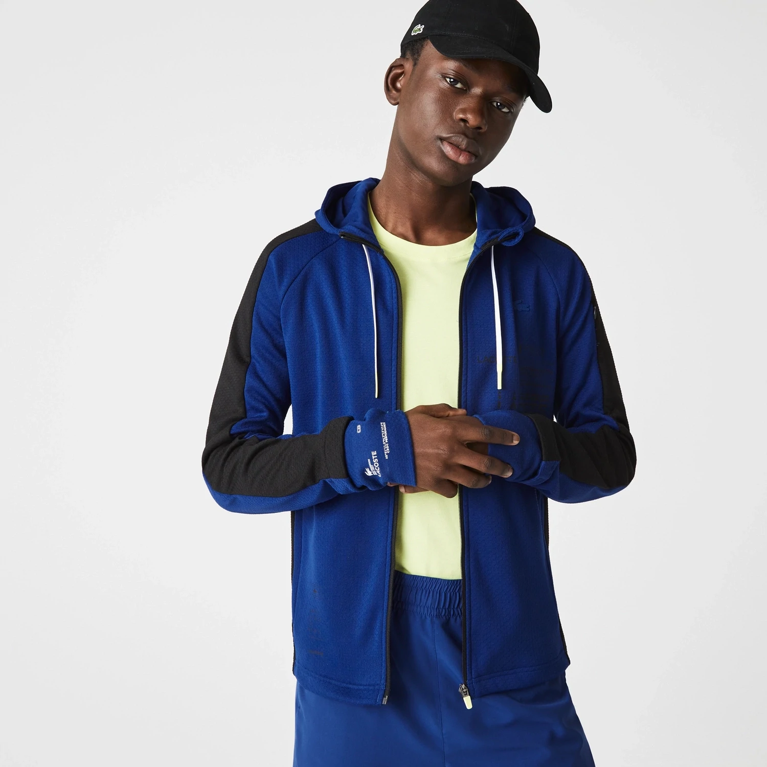 Lacoste SH0828 52 PWH Men’s Long Sleeve Coordinates Logo Zip-Up Hoodie /BLUE – Black