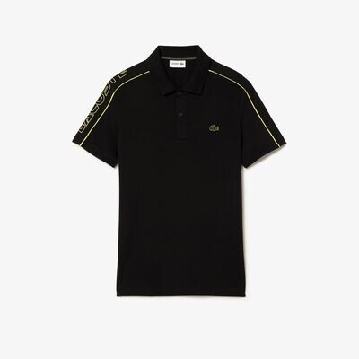 Lacoste PH1426 52 6VT Men's Short Sleeve Slim Fit Polo Shirt – Black- Flashy Yellow