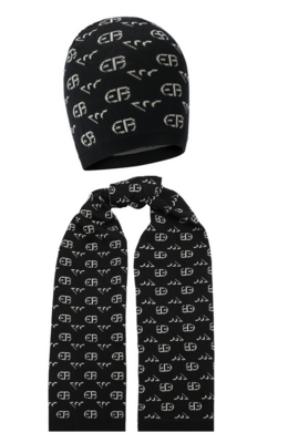 Armani 407518 2F481 Boy’s Knitted Hat & Scarf w/ Logo Detail Set 2PC – Navy Blue