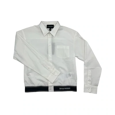 Armani 3R4CJC 4NIWZ Boy’s Long Sleeve Dress Shirt w/ Chest Pocket – White 6