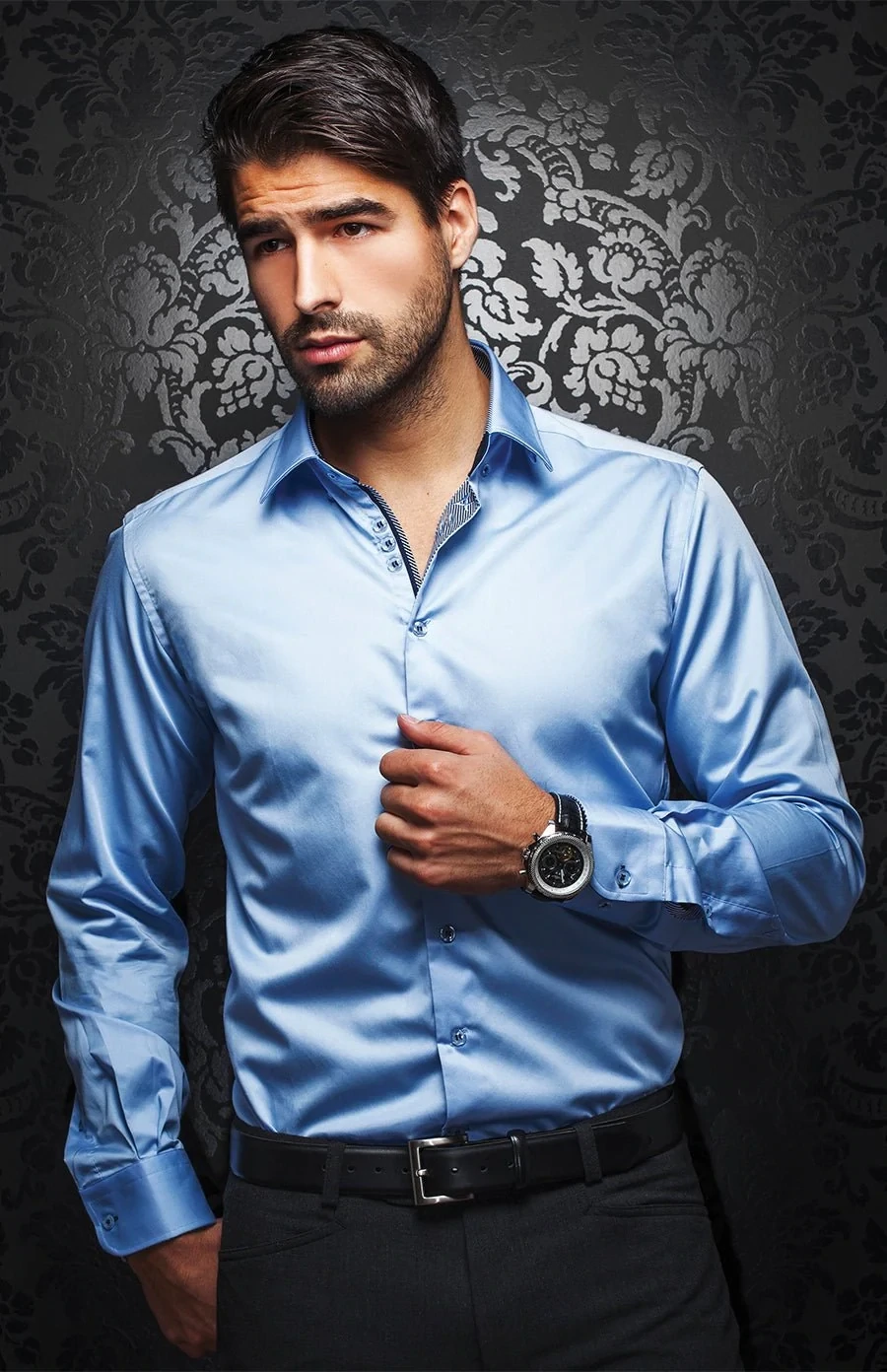 Au Noir FERRE Men’s Long Sleeve Dress Shirt