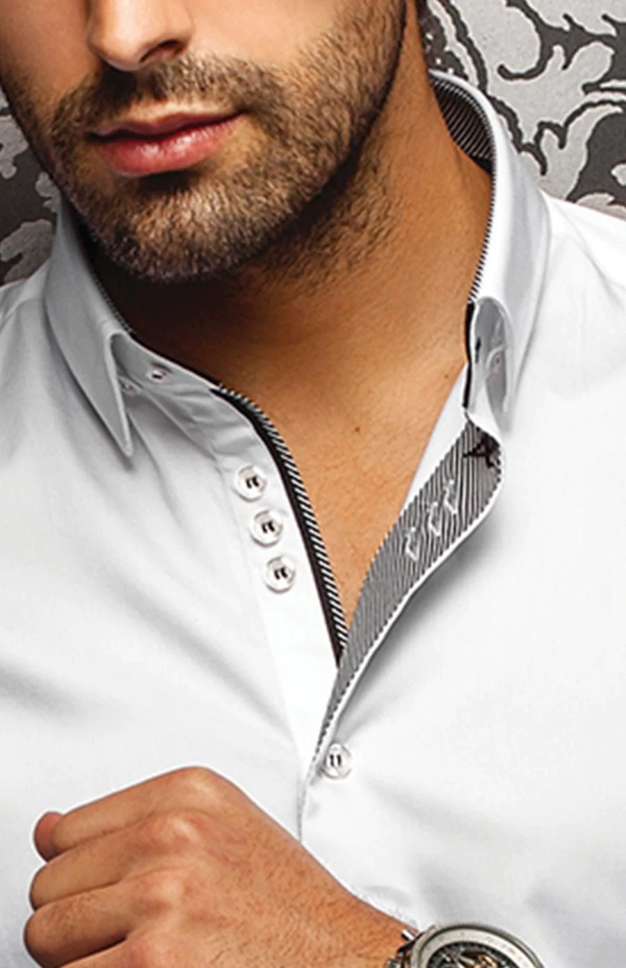 Au Noir FERRE Men’s Long Sleeve Dress Shirt