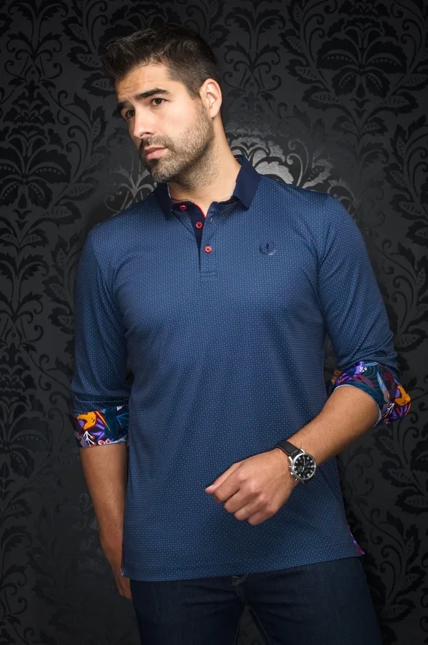 Au Noir GOLDONI Men’s Long Sleeve Polo Shirt