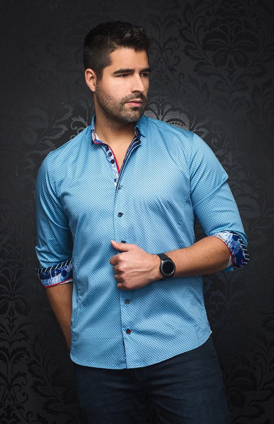 Au Noir MUZIO Men’s Long Sleeve Dress Shirt