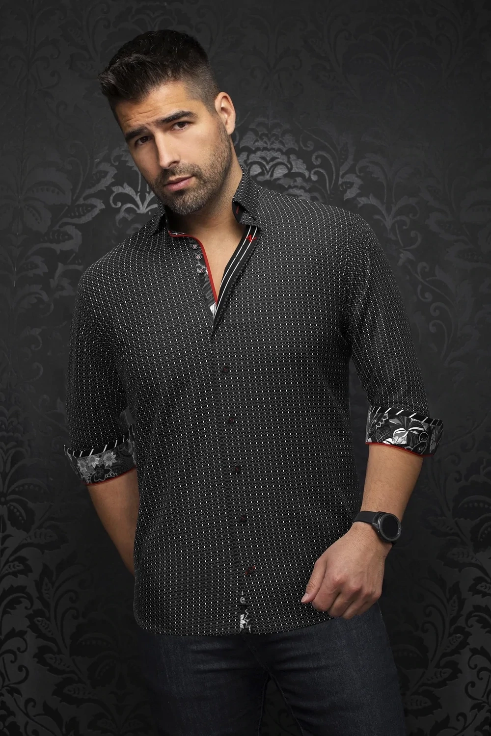 Au Noir CESTERO Men’s Long Sleeve Dress Shirt