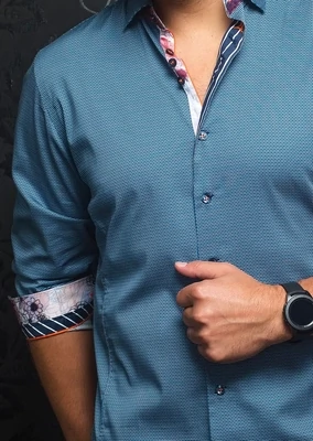 Au Noir Mens Darwin Blue Dress Shirt