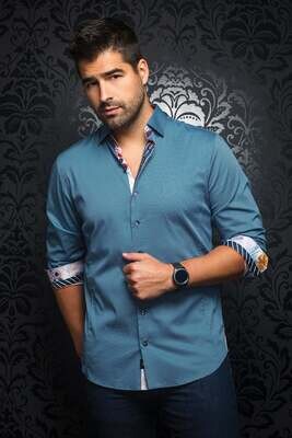 Au Noir Mens Darwin Blue Dress Shirt