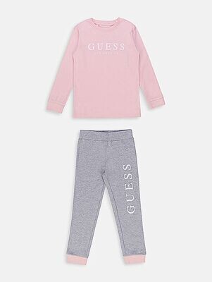 Guess H1BJ11KA6W0 Girls Youth Sleepwear Light Pink ‘’GUESS’’ Top & Grey Pants