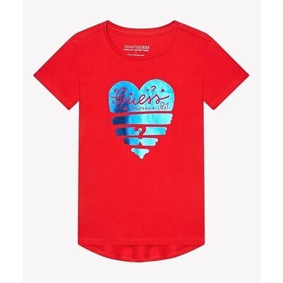 Guess J2RI11K6YW1 Red T-Shirt with blue heart in the middle