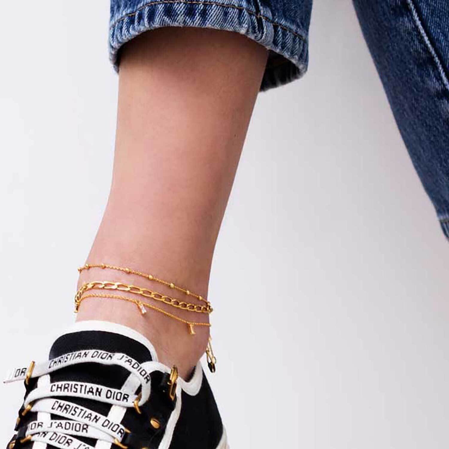 Sif Jakobs SJ-A12033-SG Women's 18kt Gold Plated Cavalier Ankle Chain
