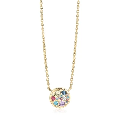 Sif Jakobs SJ-C1056-XCZ(YG) Women's 18kt Gold Plated Necklace W/ Multicolor CZ