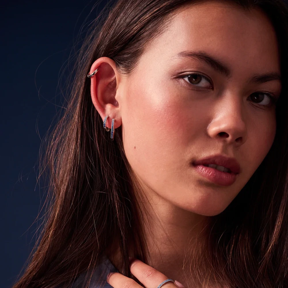 Sif Jakobs E2869-GBL Women’s Silver & Blue CZ Ellera Grande Earrings