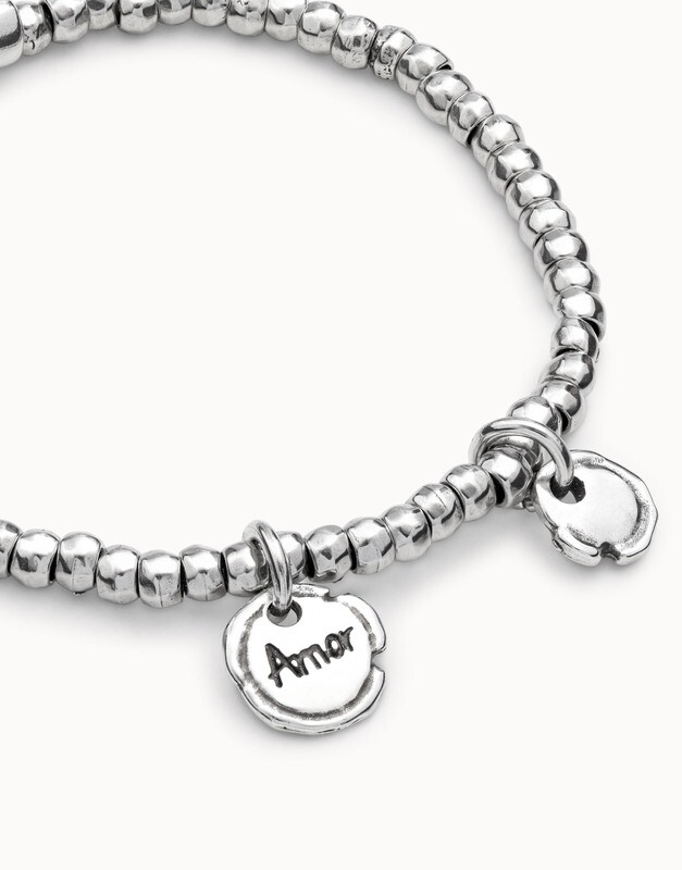 UNOde50 PUL1596MTL000 Sterling Silver Bead w/ Amor Coin Charm Bracelet - Amor Sellado/