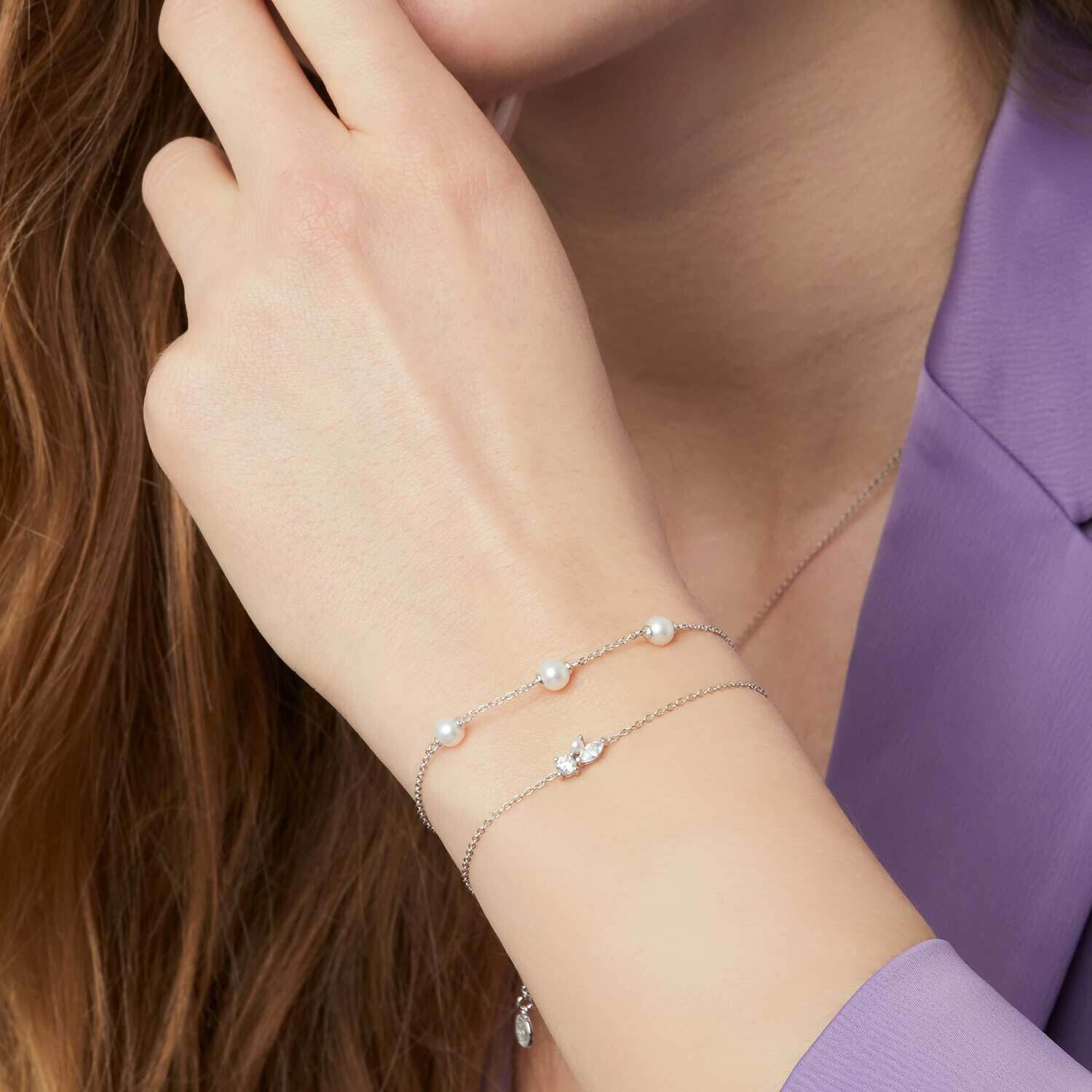 Sif Jakobs B22225-P Women's Sterling Silver Pauda Pearls Tre Bracelet