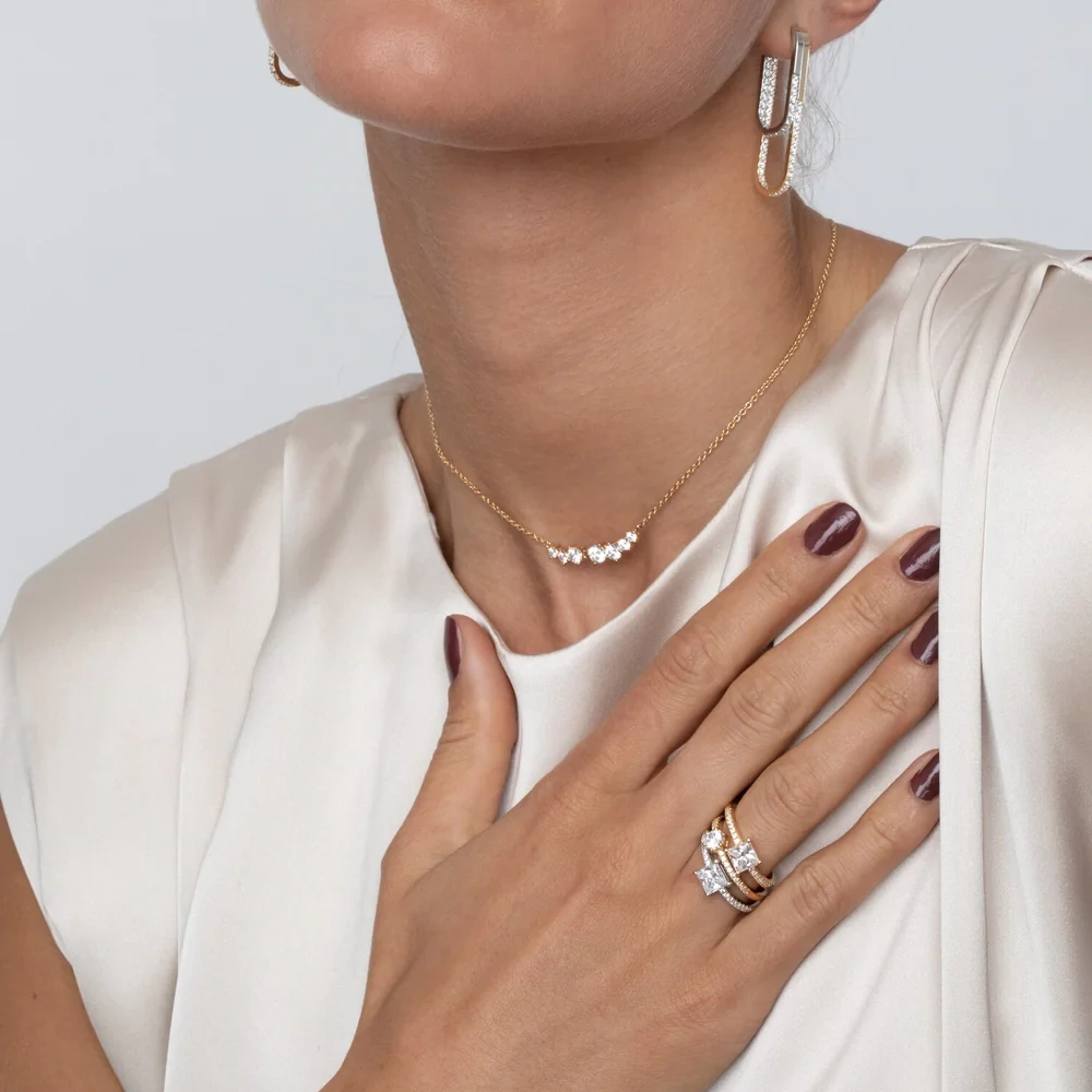 Sif Jakobs N42123-CZ-SG Women's 18k Gold-plated White Zirconia Belluno Necklace
